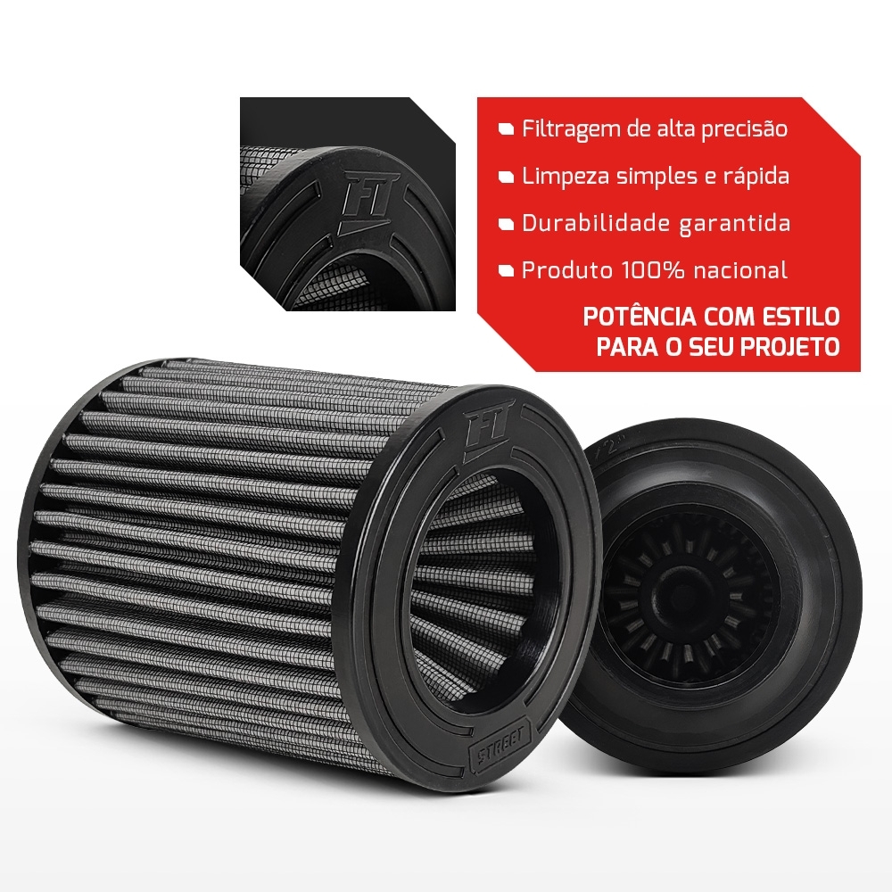 Filtro De Ar Conico Fueltech Street Duplo Fluxo 2,5Pol 140mm