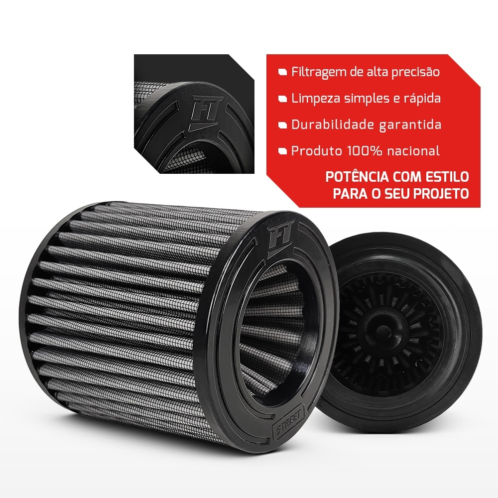Filtro De Ar Conico Fueltech Street Duplo Fluxo 3Pol E 120Mm