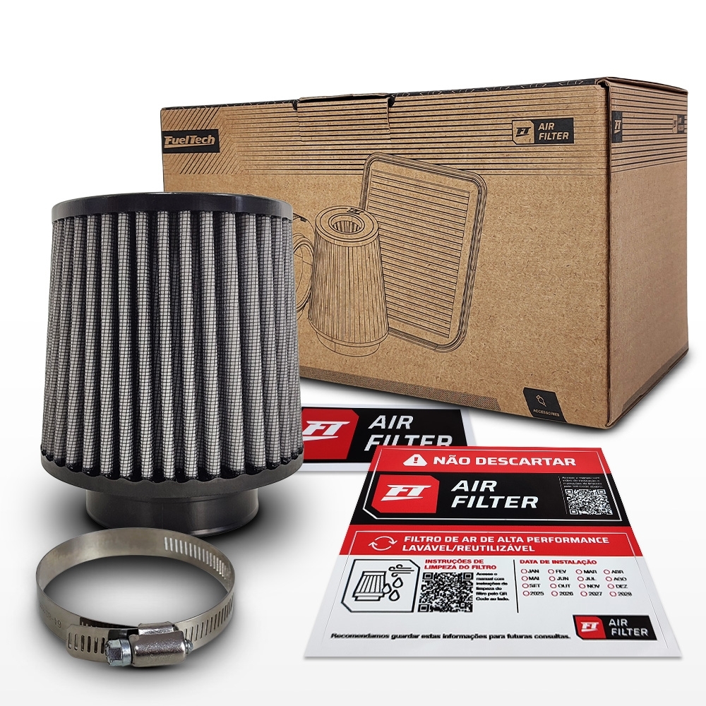 Filtro De Ar Conico Fueltech Street Duplo Fluxo 3Pol E 120Mm