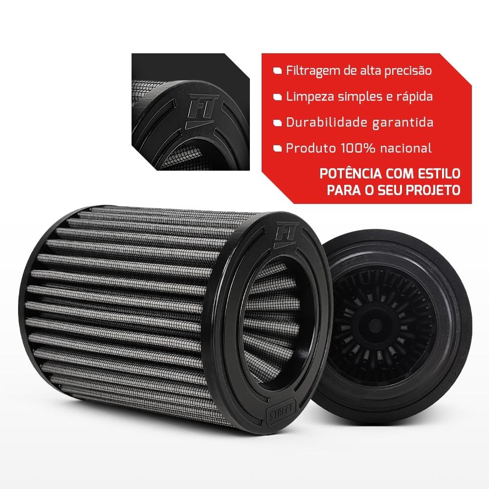 Filtro De Ar Conico Fueltech Street Duplo Fluxo 3Pol E 140mm