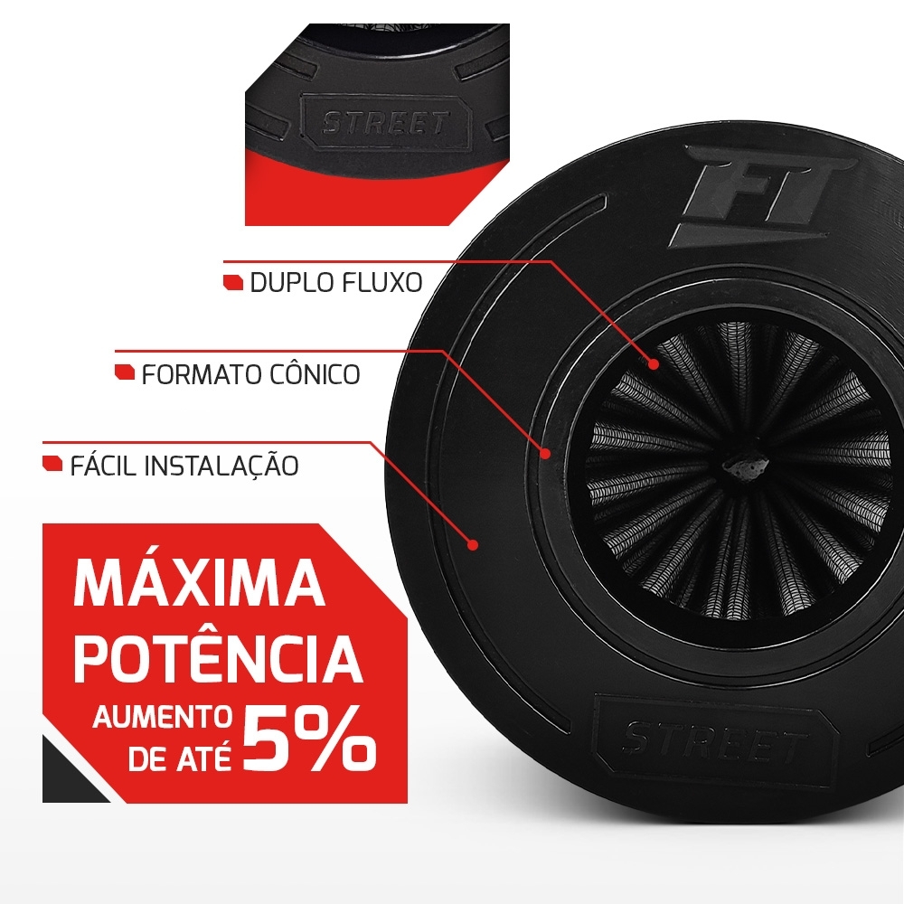 Filtro De Ar Duplo Fluxo Fueltech Street  4Pol E 180mm