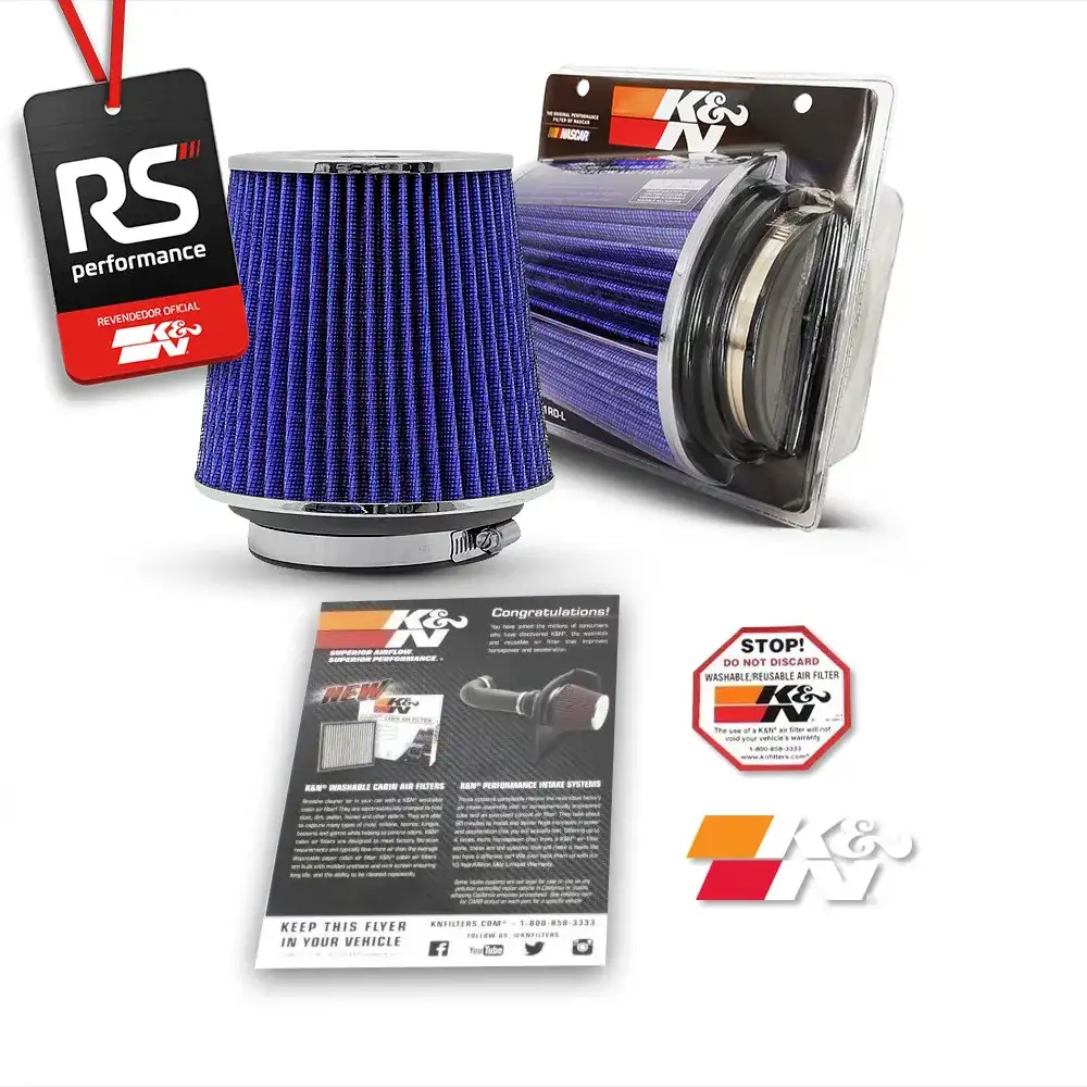 Filtro Ar Esportivo K&n Universal Duplo Fluxo 3 / 3,5/ 4 Pol