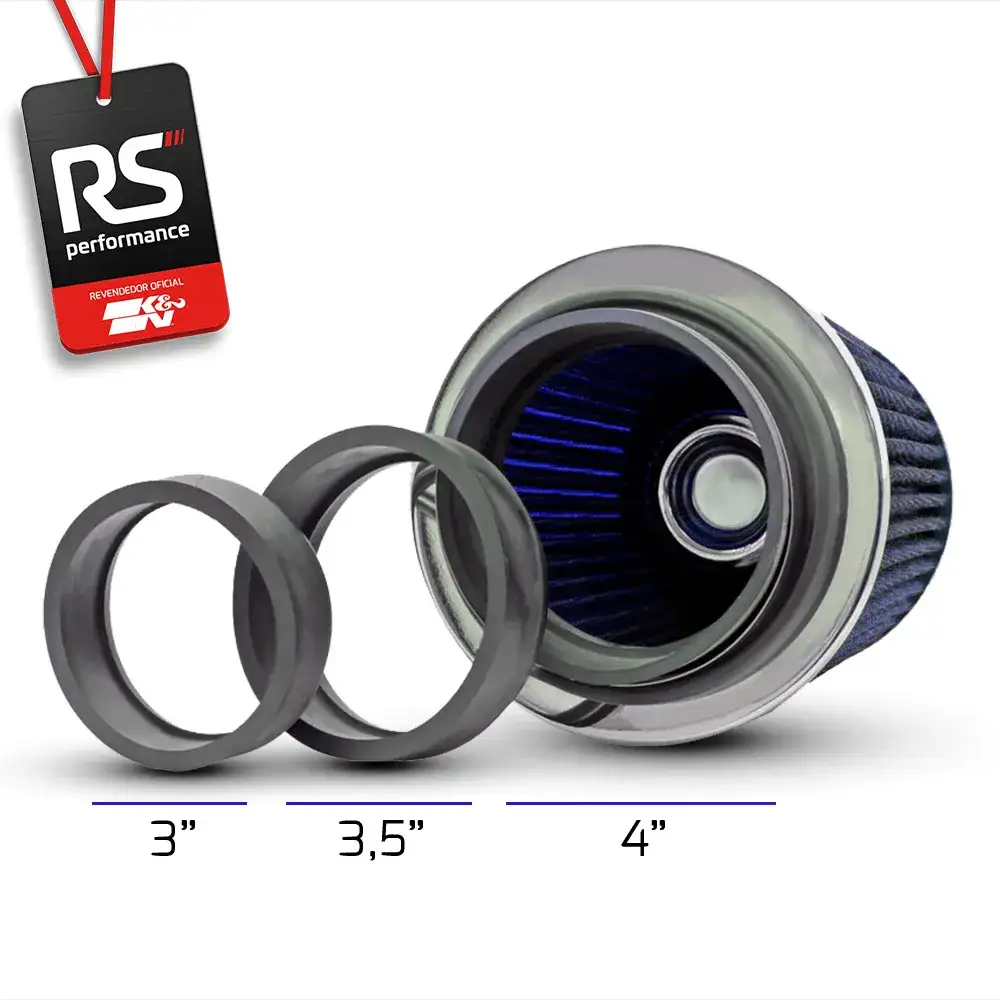 Filtro Ar Esportivo K&n Universal Duplo Fluxo 3 / 3,5/ 4 Pol
