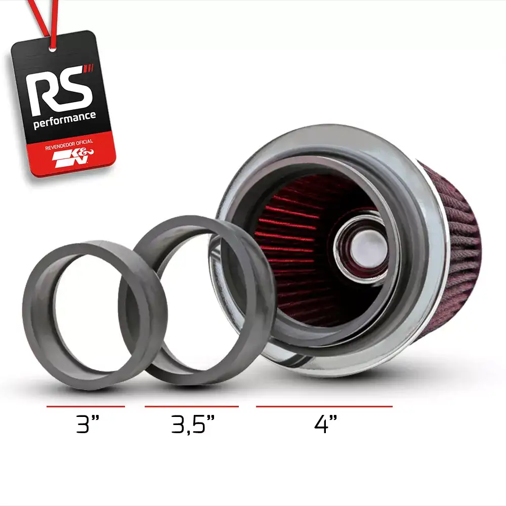 Filtro Ar Esportivo K&n Universal Duplo Fluxo 3 / 3,5/ 4 Pol