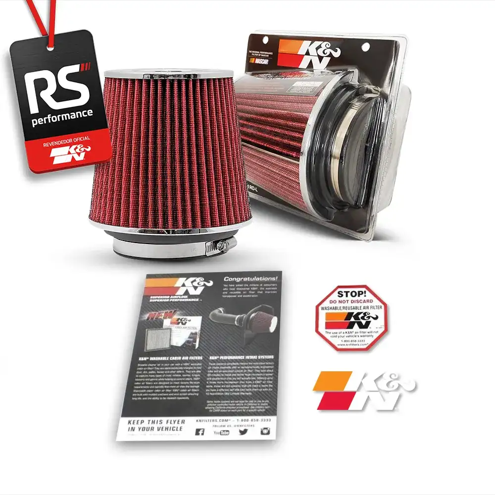 Filtro Ar Esportivo K&n Universal Duplo Fluxo 3 / 3,5/ 4 Pol