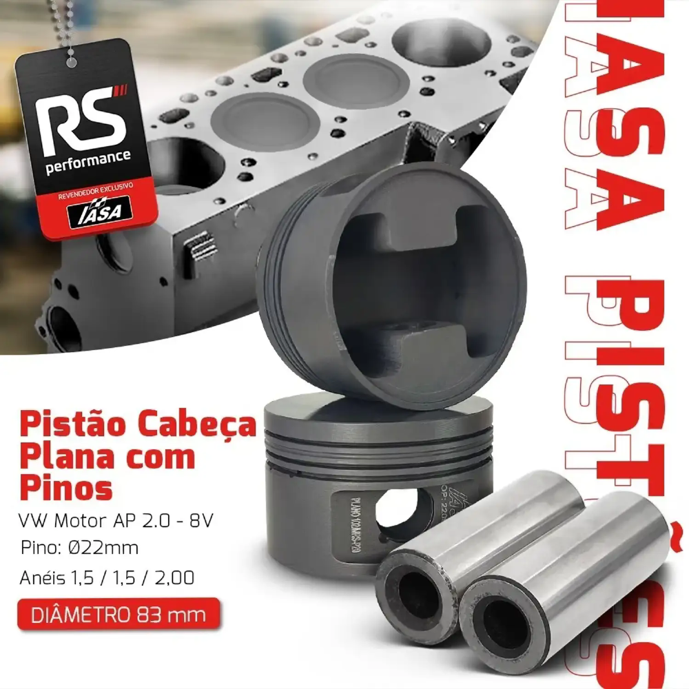 Kit 4 Pistão Forjado Plano Ap 2.0 8v 83 1200cv + 4 Pinos 22mm