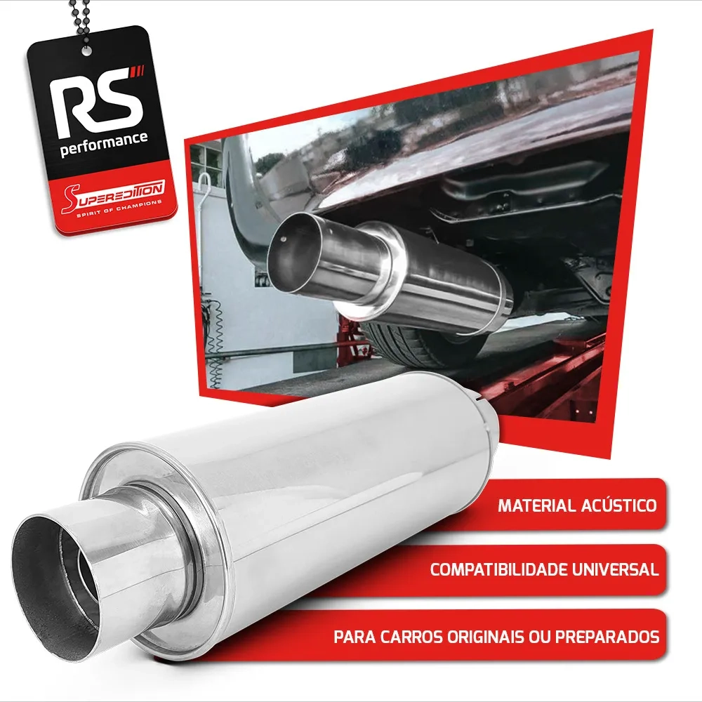 Abafador Esportivo Em Inox De 2,5 X 4 Polegadas - Ponta Reta