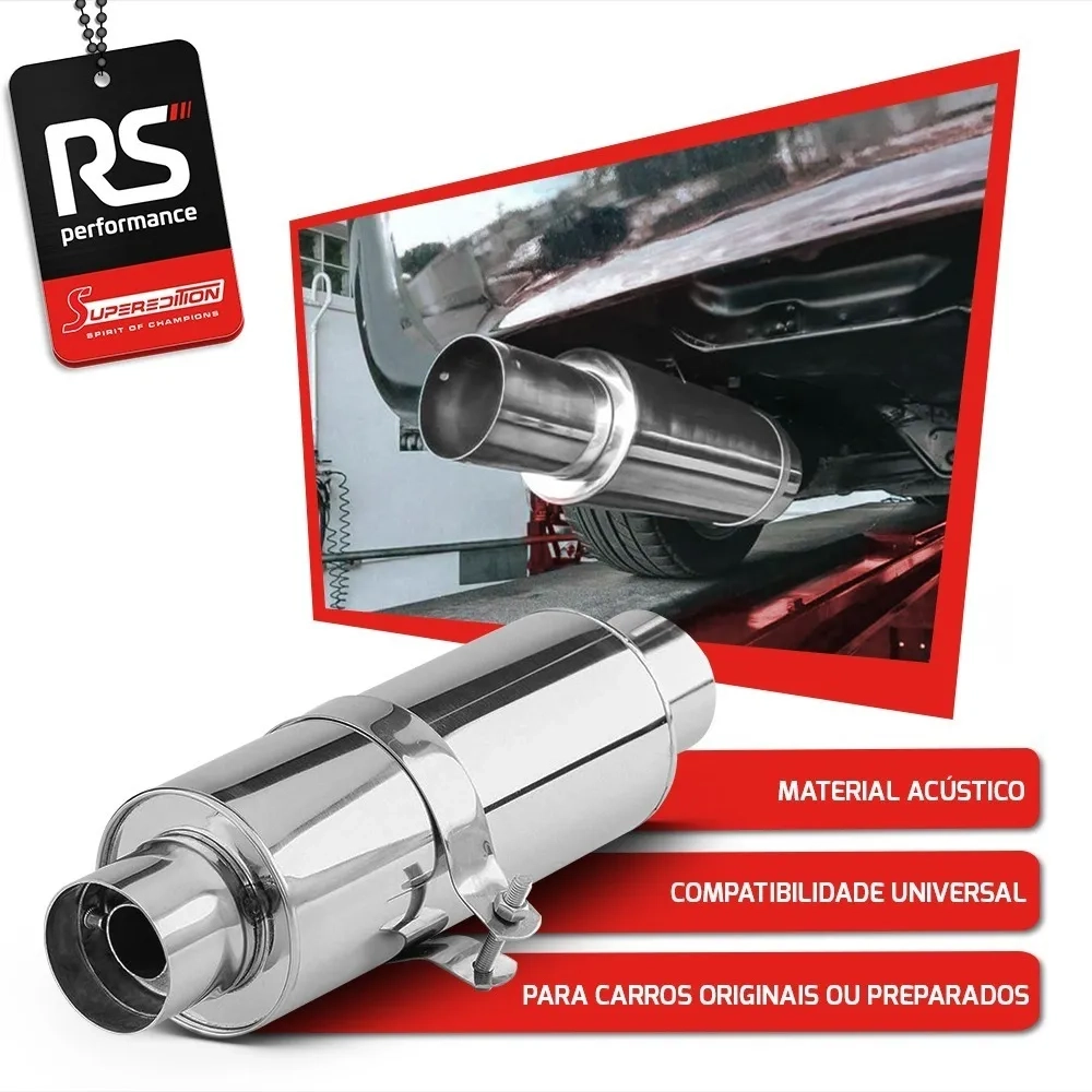 Abafador Esportivo Em Inox Superedition 2,5 Pol Ponta Reta