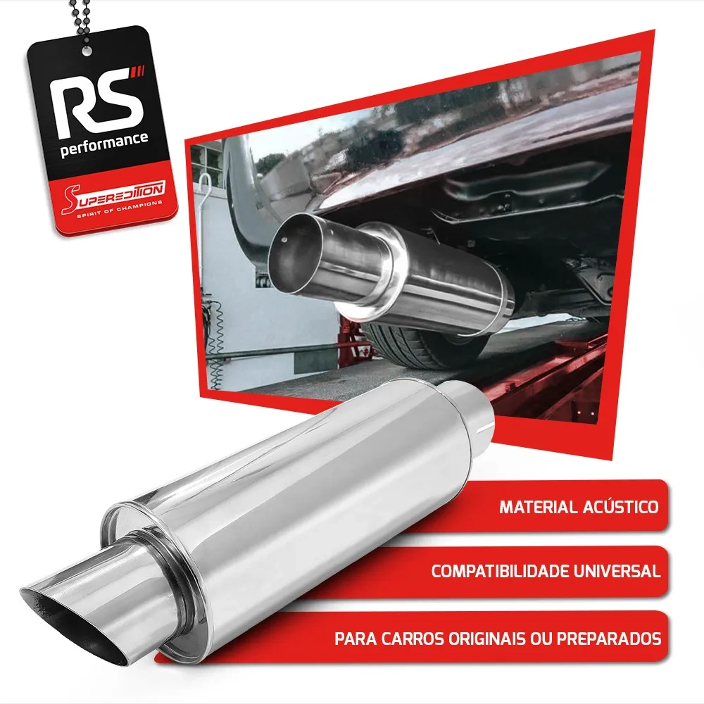 Abafador Esportivo Em Inox De 2,5 Polegadas - Ponta Reta