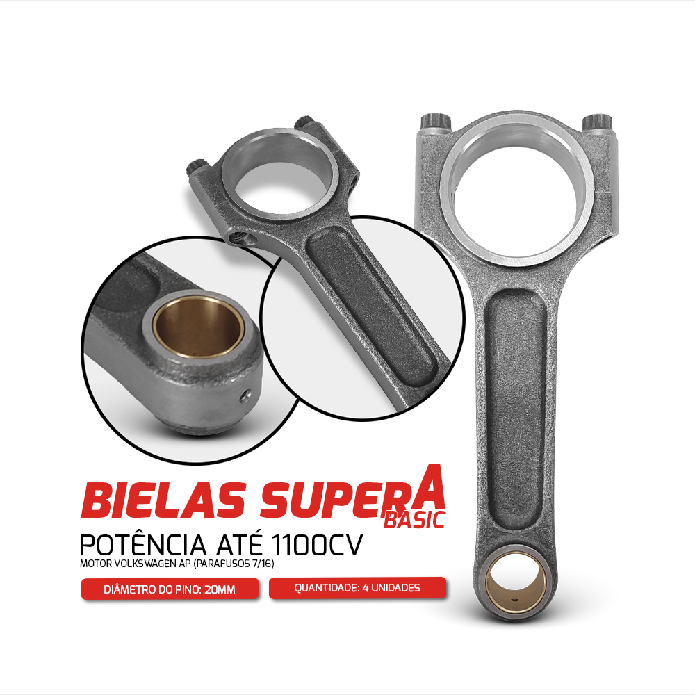 Biela Forjada Super A-beam 7/16 144mm 1100cv Vw Ap Pino 20mm