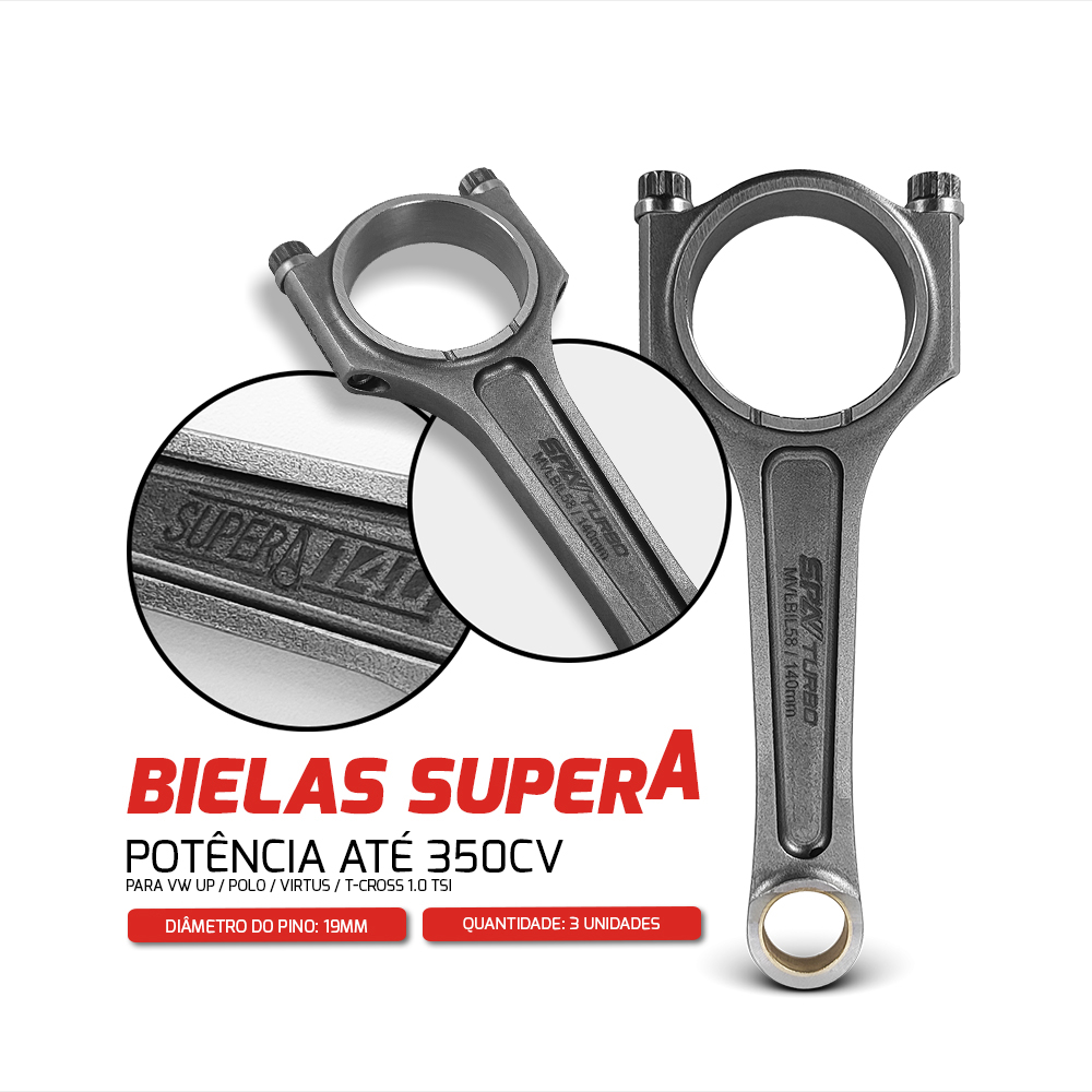 Biela Forjada Super A-beam 140mm 350cv Vw 1.0 Tsi Pino 19mm