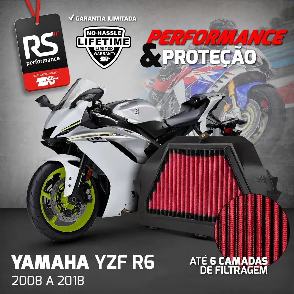 Filtro De Ar Esportivo Inbox K&n Moto Yamaha Yzf R6 Yzfr6
