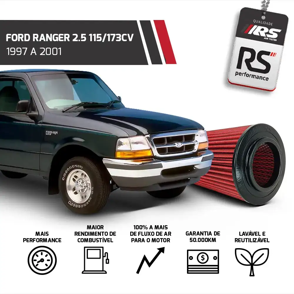Filtro De Ar Esportivo Ford Ranger 2.5 1997 Até 2001