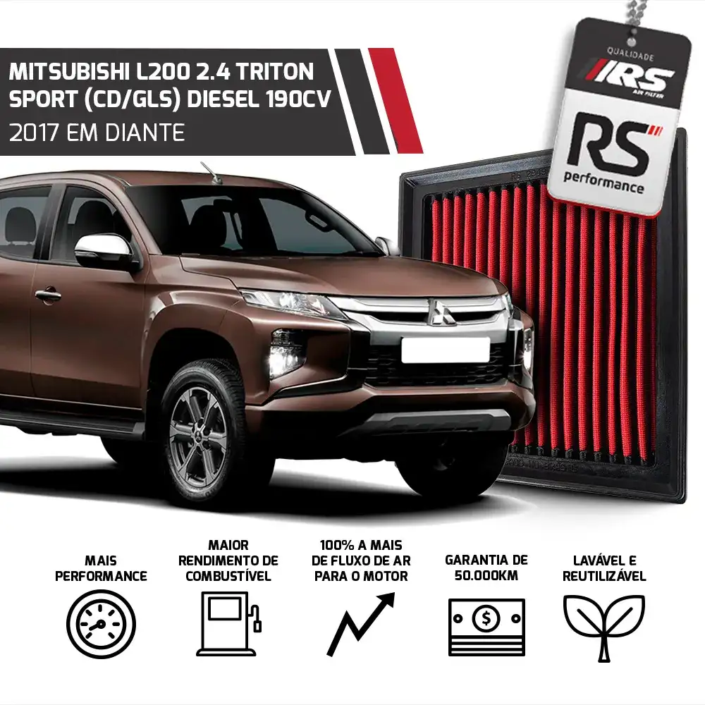 Filtro De Ar Esportivo L200 2.4 Triton Sport Cd/gls 2017+