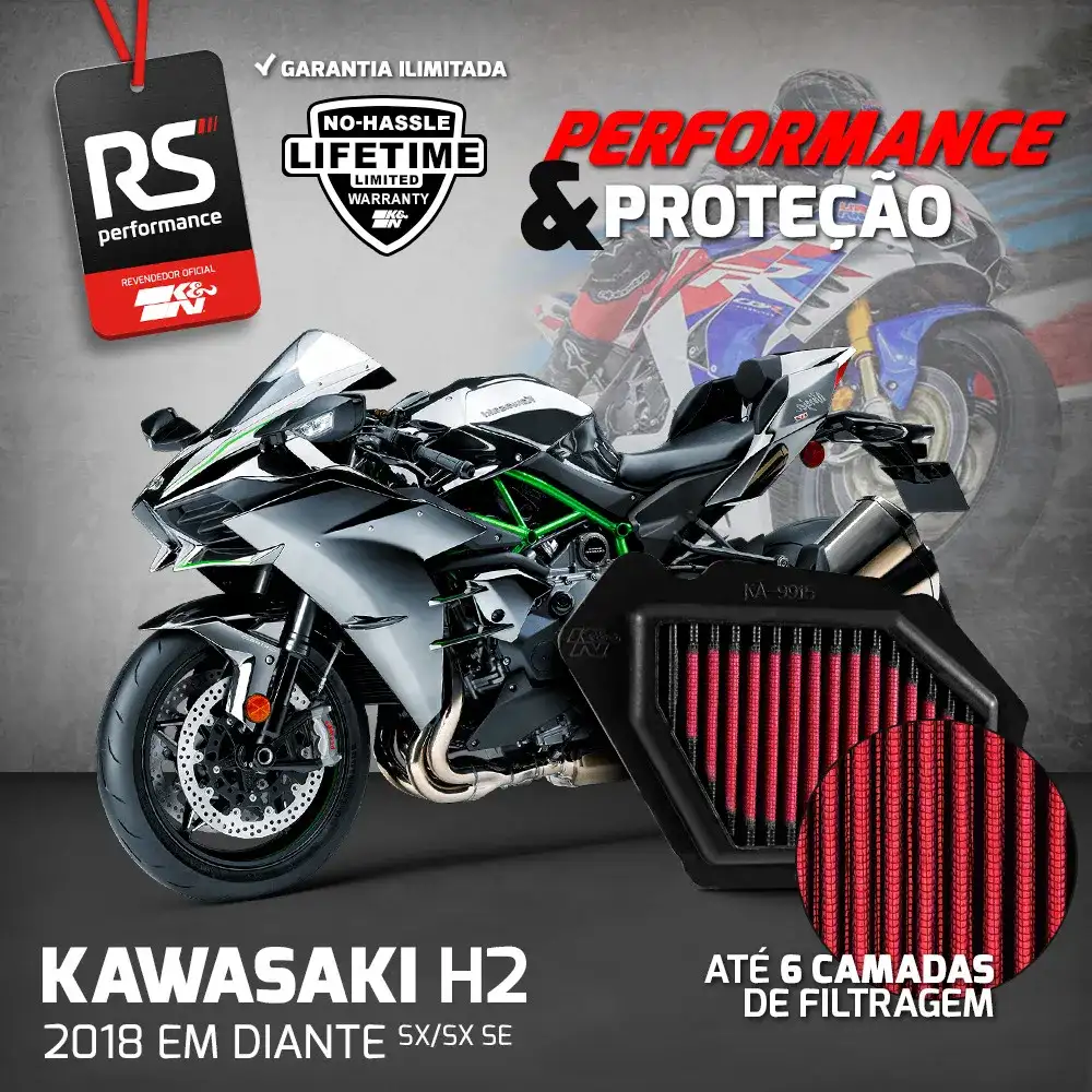 Filtro De Ar Esportivo Inbox K&n Kawasaki Ninja H2/ H2 Sx Se