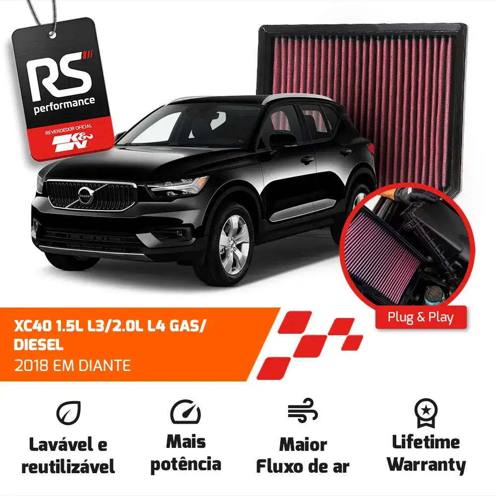 Filtro De Ar Esportivo Inbox K&n Volvo Xc40 1.5 / 2.0