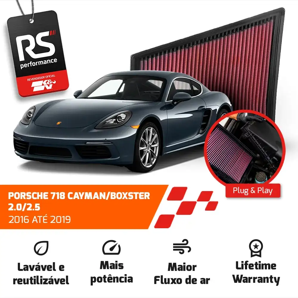 Filtro Esportivo Inbox Porsche 718 2.0 2.5 2016 Até 2019