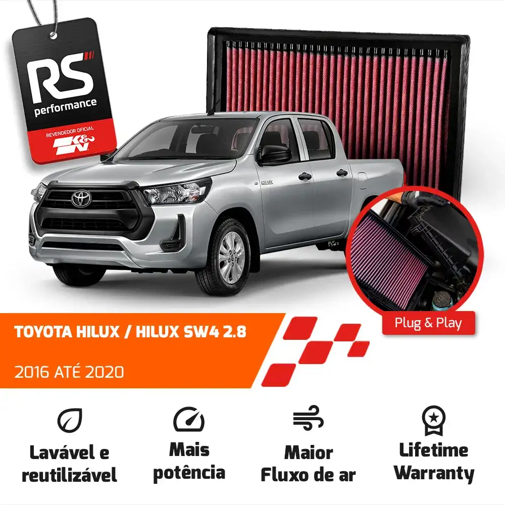 Filtro De Ar Esportivo Inbox K&n Toyota Hilux Sw4 2.8 2016 +