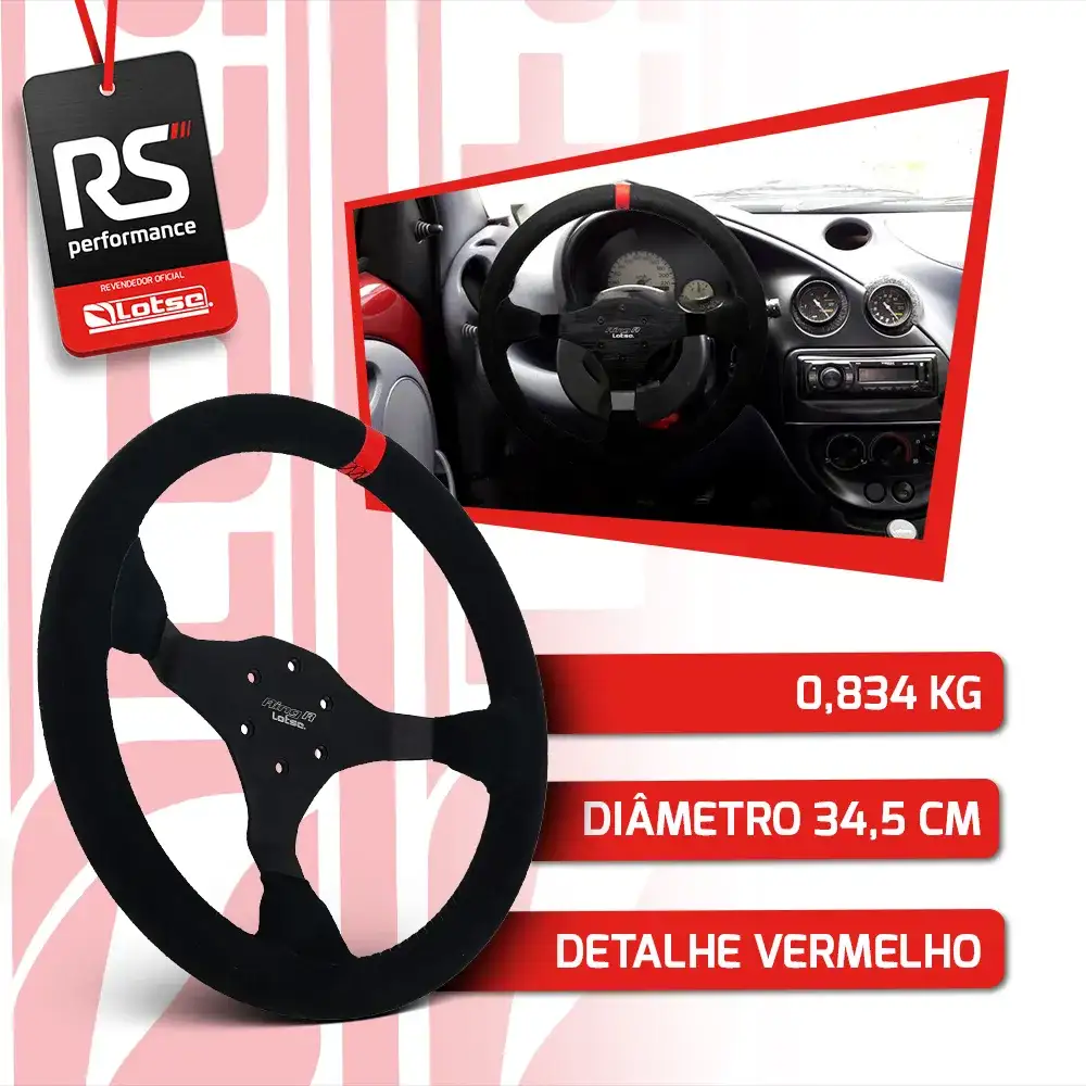 Volante Ring R Lotse Em Camurça Preta - 3 Opções De Cores