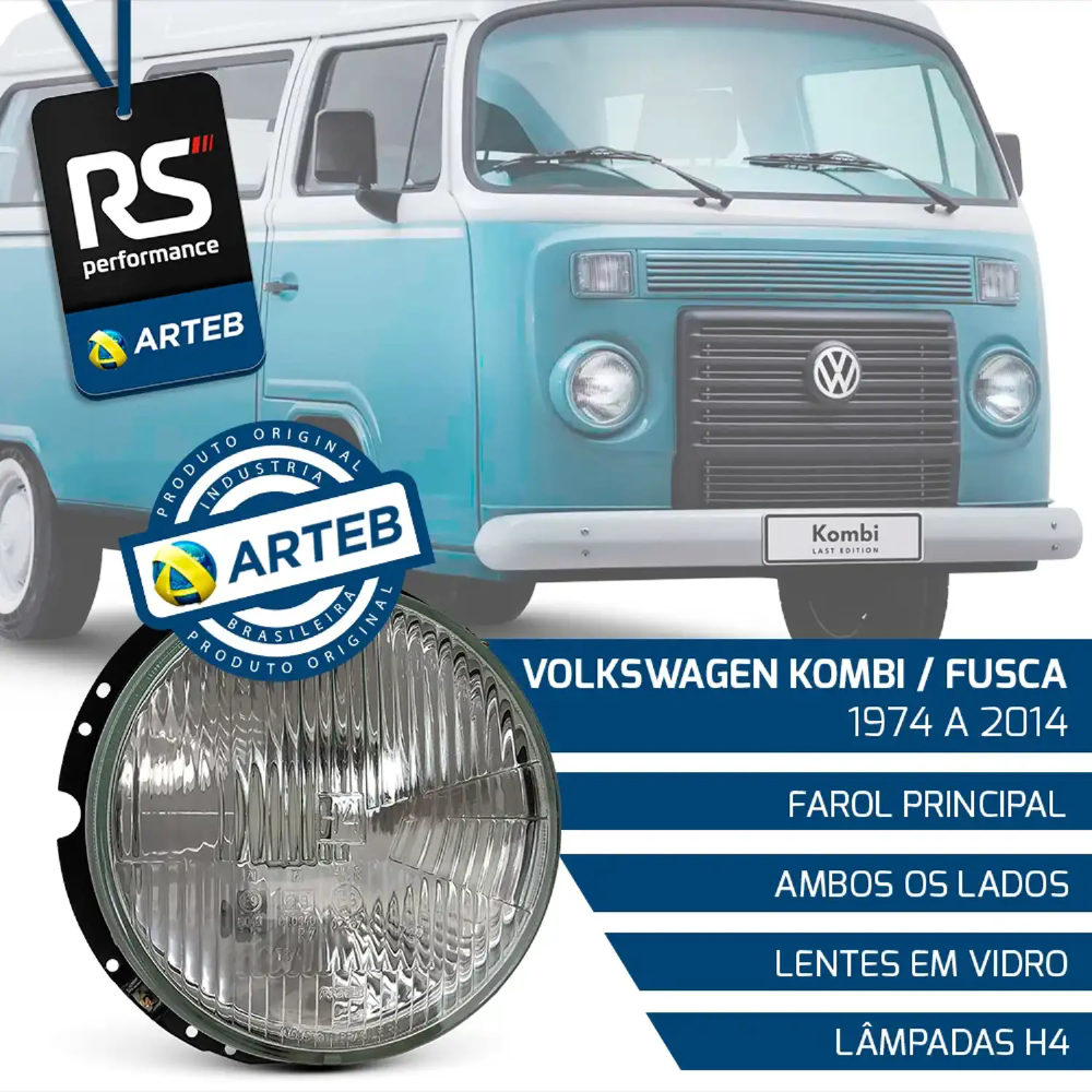 Farol H4 Fusca Kombi 1974-2014 Lado Esquerdo Ou Direito