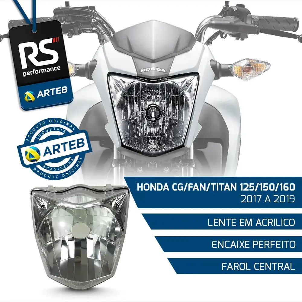 Farol Motocicleta Arteb Honda Cg 125 / 150 / 160 2014-2021