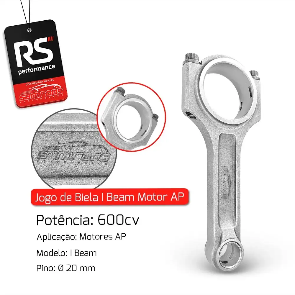 JOGO DE 4 BIELAS SAMCAMS PERFIL I BEAM MOTOR AP 600CV PINO 20MM