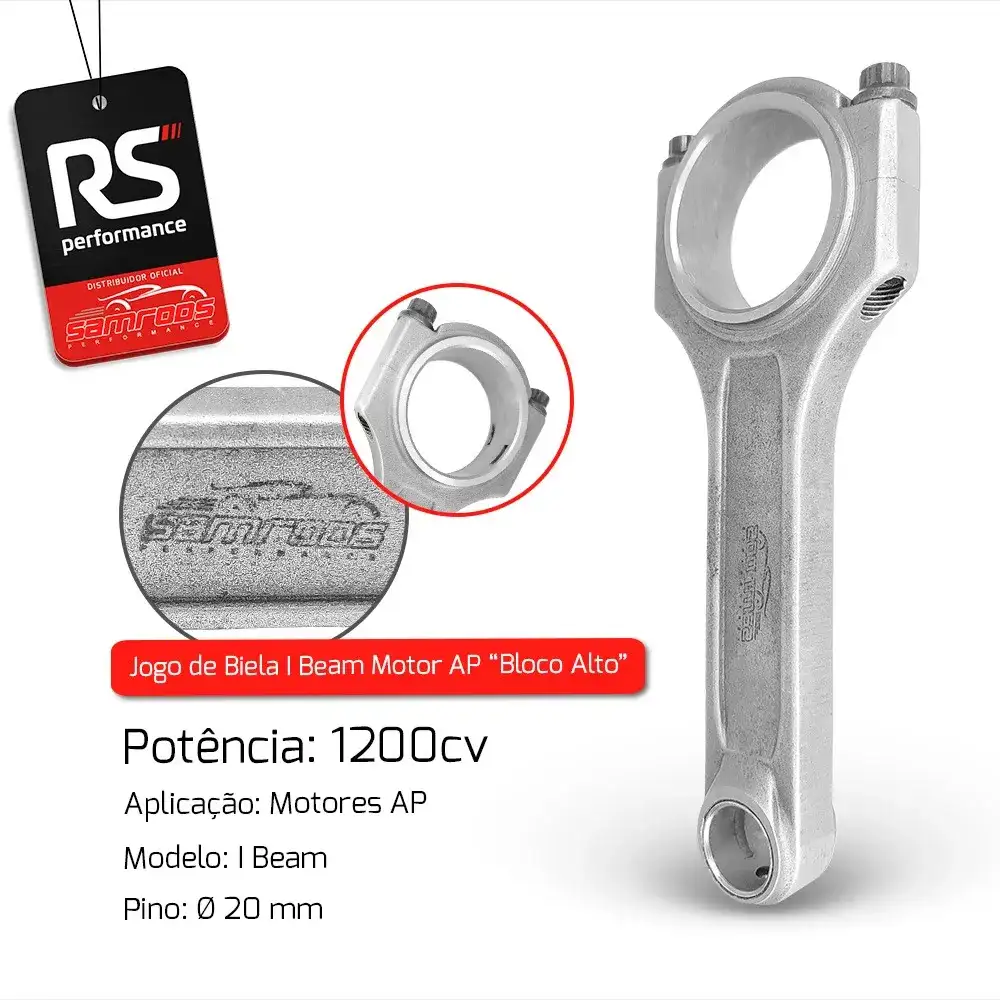 JOGO DE 4 BIELAS SAMCAMS PERFIL I BEAM MOTOR AP 1200CV PINO 20MM