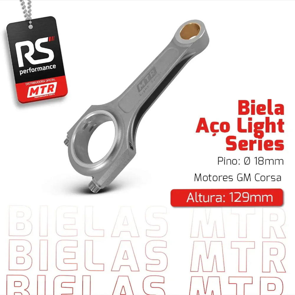 Jogo de Bielas LIGHT SERIES para motores GM  - 129mm / pino Ø 18mm Até 800cv