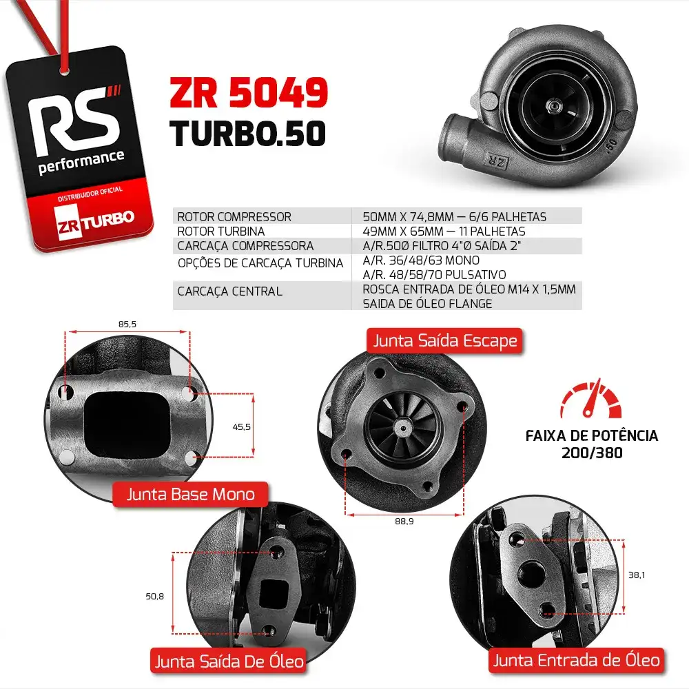 Turbina Monofluxo 5049 Carcaça Fria .50 / Quente .48