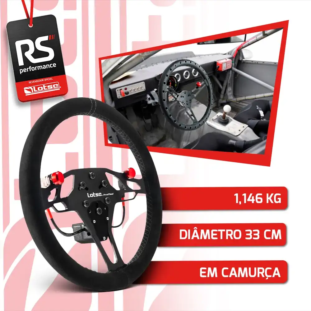 VOLANTE PROMOD REVESTIDO EM CAMURCA (2 BOTOES + CABO 5 VIAS C/PLUG)