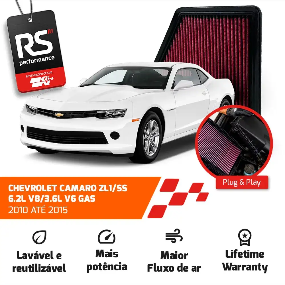 Filtro Esportivo Inbox Gm Camaro 3.6 V6 6.2 V8 2010 Até 2015