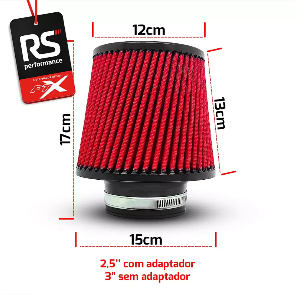 Filtro De Ar Esportivo Duplo Fluxo 2,5 - 3 Pol Universal