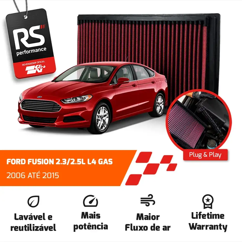 Filtro De Ar Esportivo Inbox K&n Ford Fusion 2.3 / 2.5 06-15