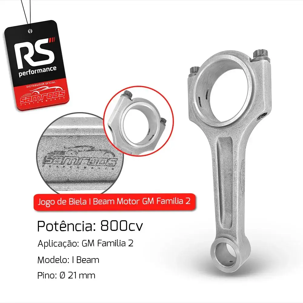 JOGO DE 4 BIELAS SAMCAMS PERFIL I BEAM MOTOR GM 2.0 800CV PINO 18MM