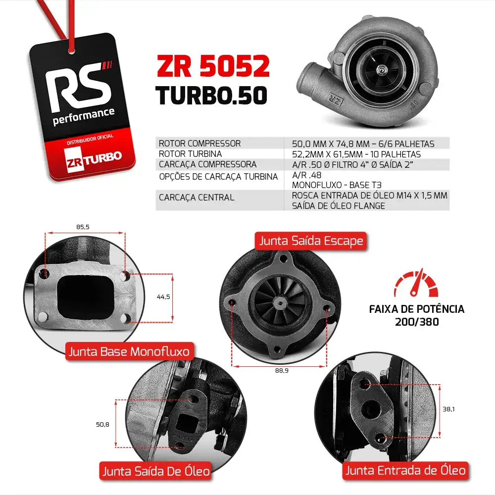 Turbina Monofluxo 5052 Carcaça Fria .50 / Quente .48