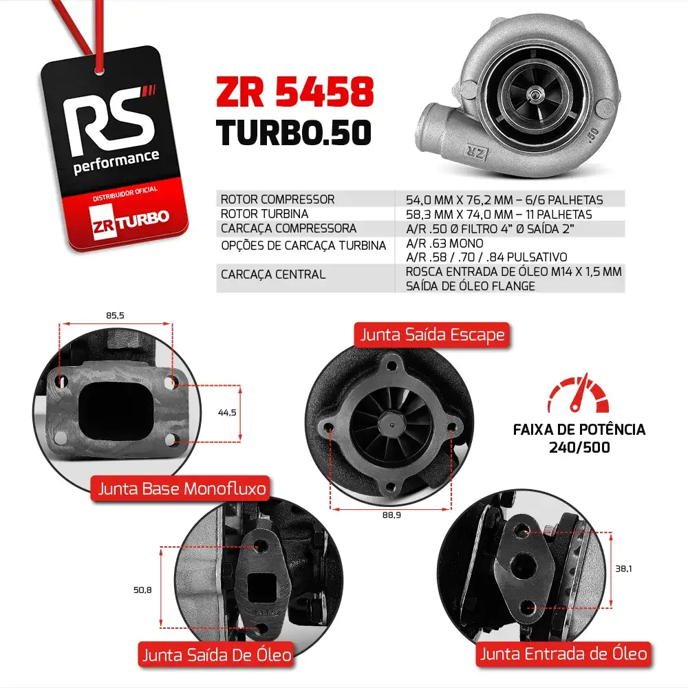 Turbina Monofluxo 5458 Carcaça Fria .50 / Quente .63