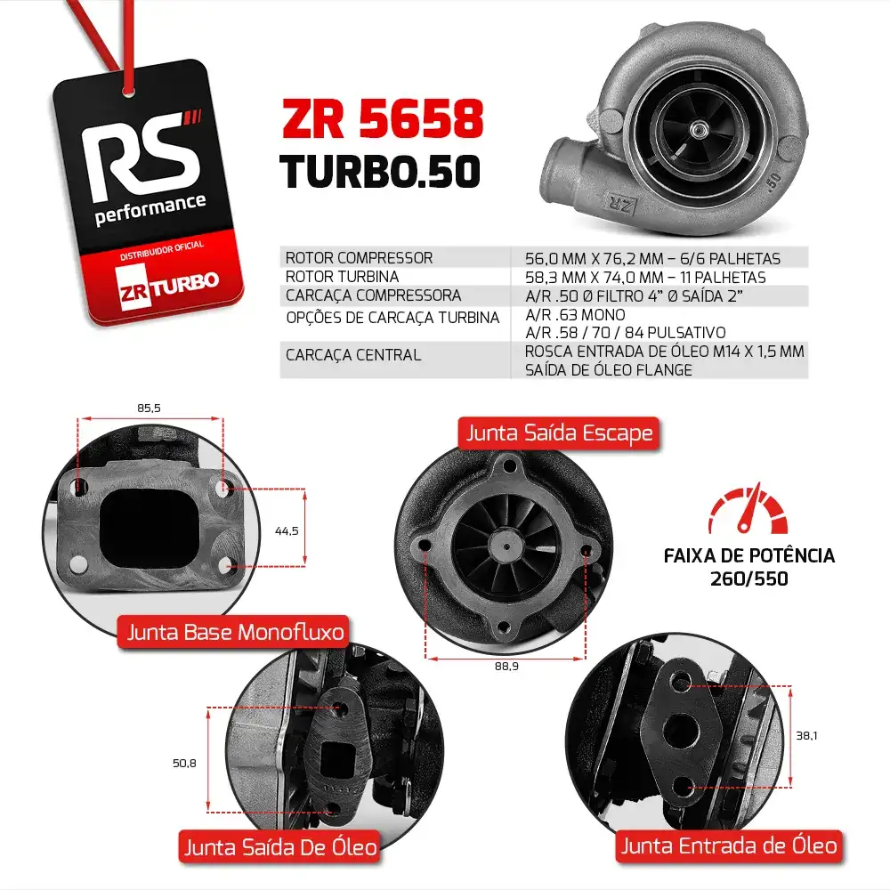 Turbina Monofluxo 5658 Carcaça Fria .50 / Quente .63