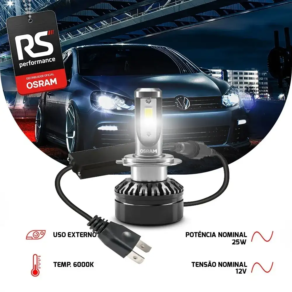 Kit Par Lâmpadas Led Osram H7 Px26d 6000k Farol Alto / Baixo