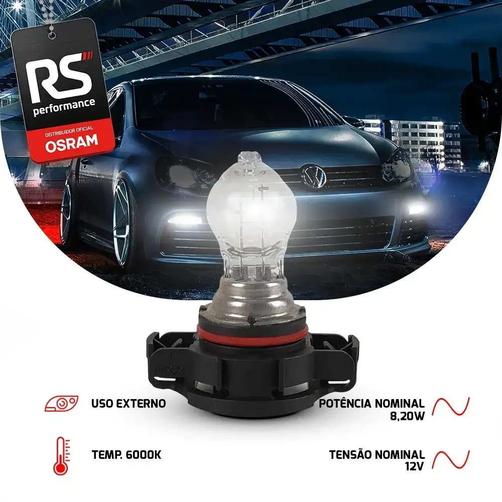 Kit Par Lâmpada Auxiliares Halógena Psx24w Osram Luz Neblina