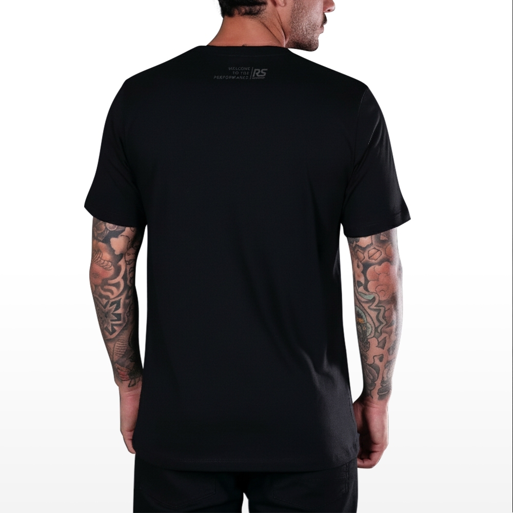 Camiseta Rs Performance Preta Estampa Vazado