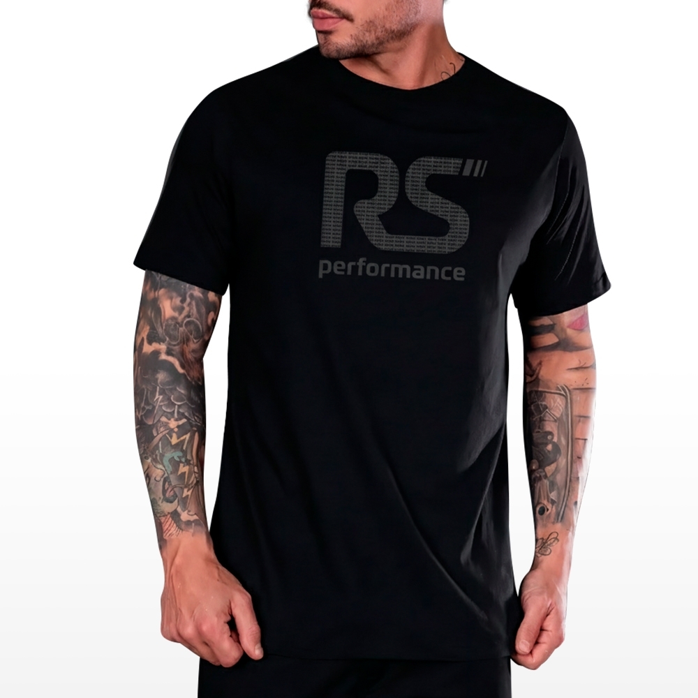 Camiseta Rs Performance Preta Estampa Vazado