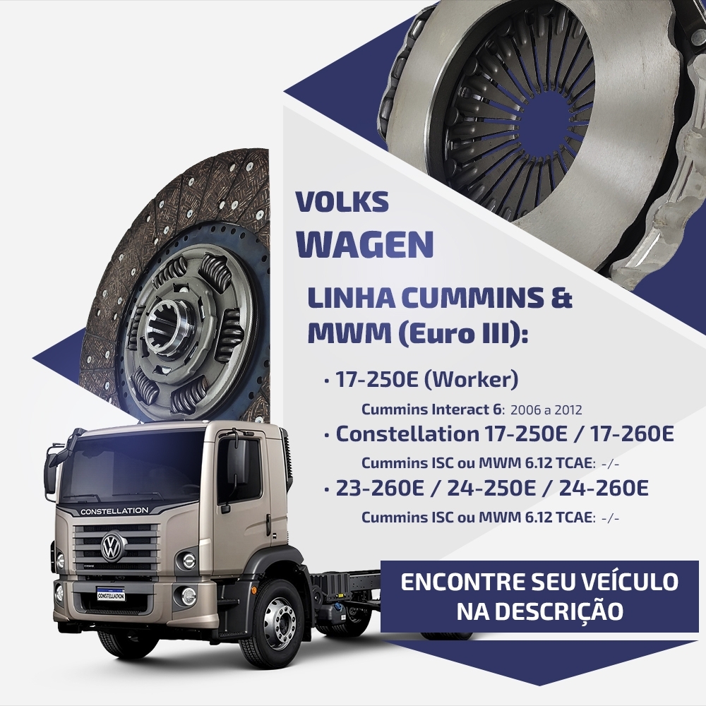 Embreagem VW Constellation/Worker 395mm Cummins/MWM/Man