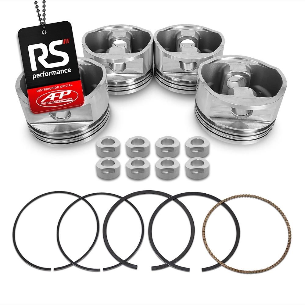 Kit 4 Pistão GM Opala 4cc 2.5 Plano Pino + Anéis + Trava