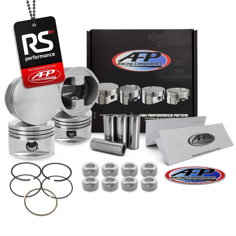 Kit 4 Pistão GM Opala 4cc 2.5 Plano Pino + Anéis + Trava