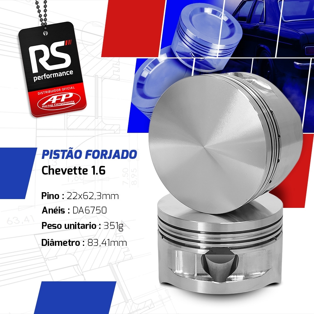 Kit 4 Pistão GM Chevette 1.6 83.5 Para Biela Fiat 128,5mm