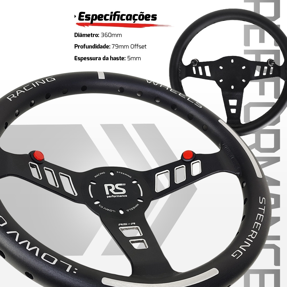 Volante Esportivo Competition RS Performance RS-R em Aluminio Aliviado