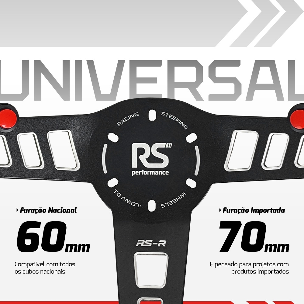 Volante Esportivo Competition RS Performance RS-R em Aluminio Aliviado