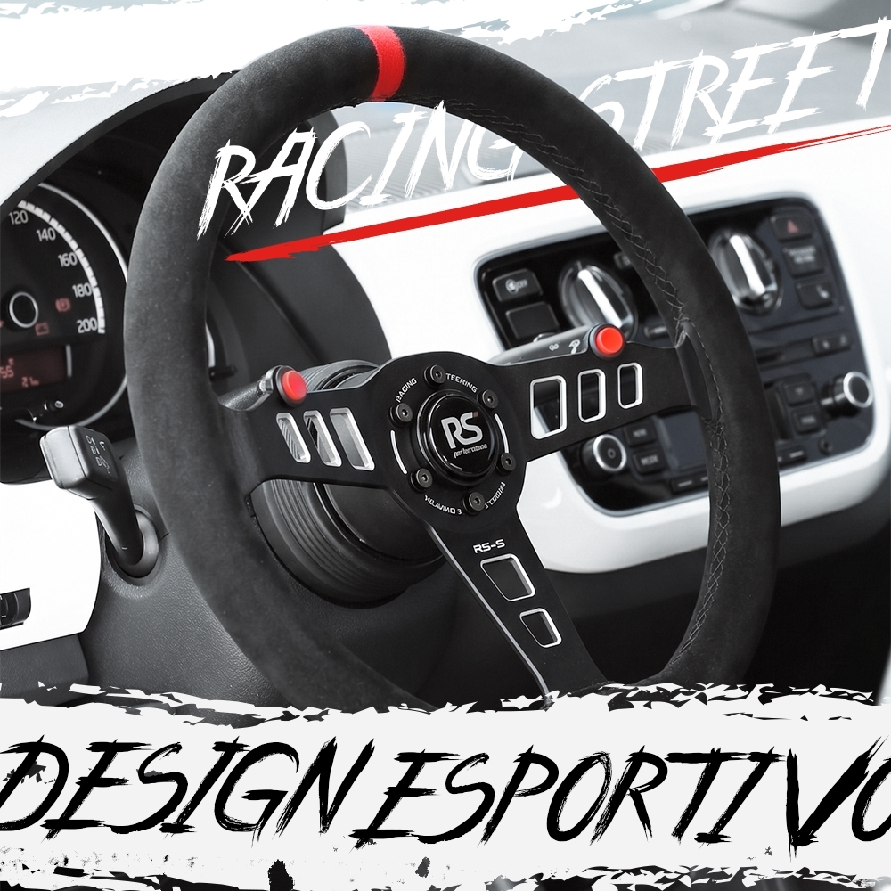 Volante Esportivo Street RS Performance RS-S em Suede com Detalhe Vermelho