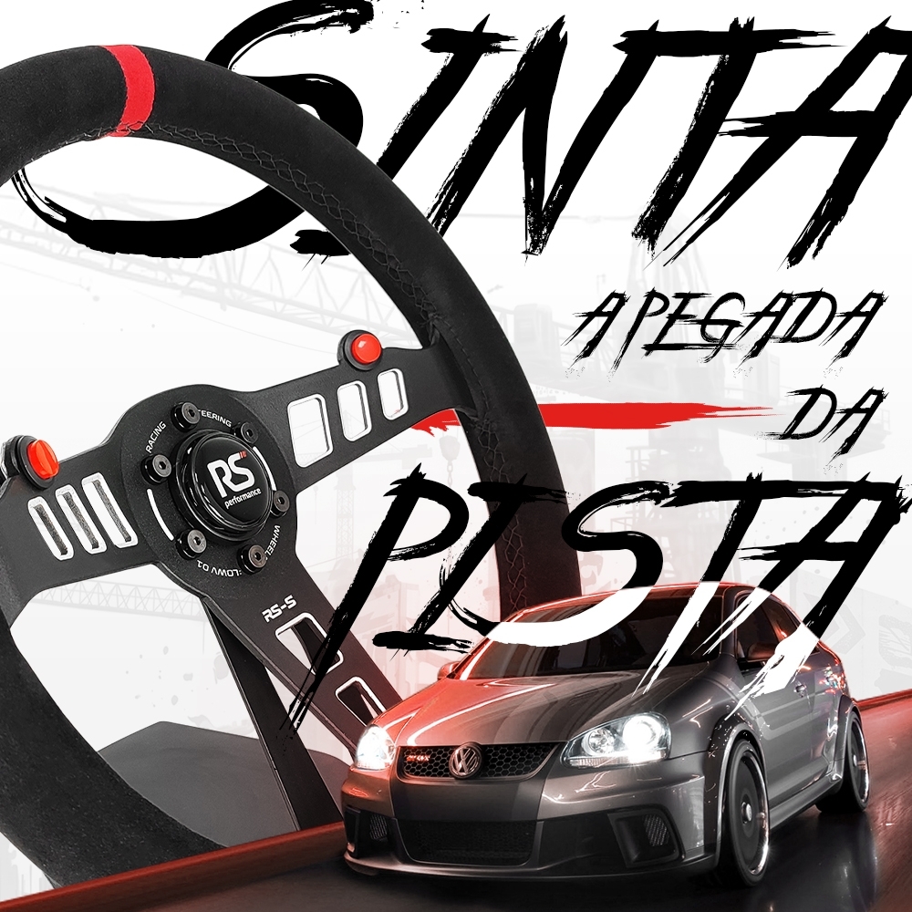 Volante Esportivo Street RS Performance RS-S em Suede com Detalhe Vermelho