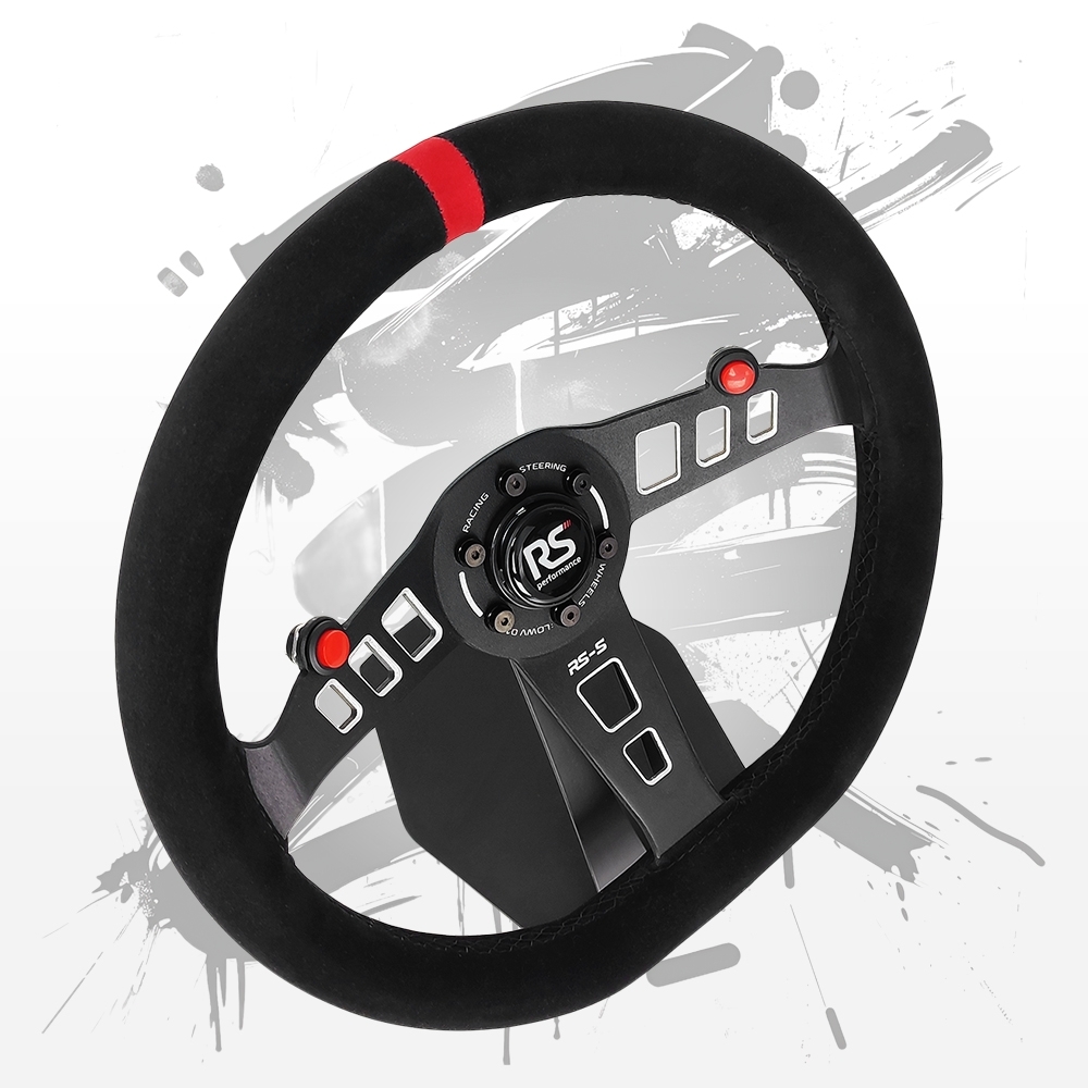 Volante Esportivo Street RS Performance RS-S em Suede com Detalhe Vermelho